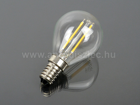 LED lámpa E14 (2W/300°) izzószálas, üveg, meleg f.  (2 db)