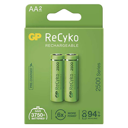 GP ReCyko NiMH - tölthető AA ceruza elem, 2500 mAh (2 db)