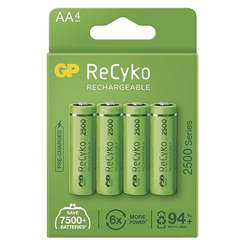 GP ReCyko NiMH - tölthető AA ceruza elem, 2500 mAh (4 db)