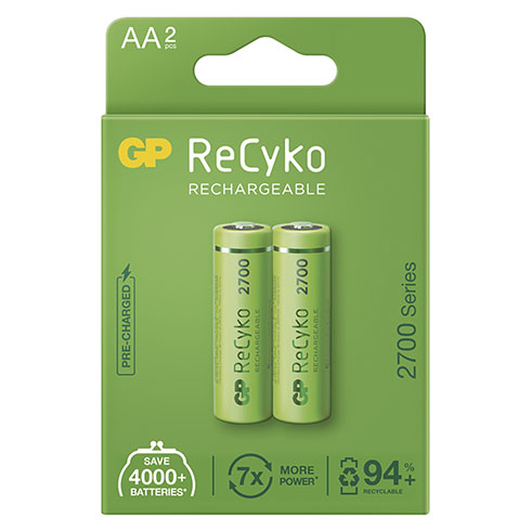 GP ReCyko NiMH - tölthető AA ceruza elem, 2700 mAh (2 db)