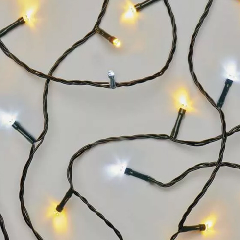 Kültéri LED fényfüzér (80 LED/8 méter) 140 cm magas fához, időzítővel, hideg+meleg fehér