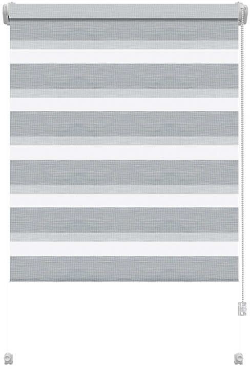 Mini zebra roló - sávroló oldalfeszítéssel (Z761 ezüst, selyem) ablakra: 72.5x140 cm