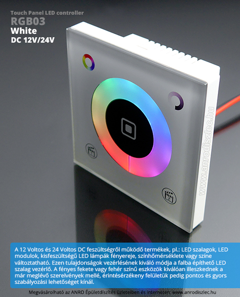 Fali RGB LED vezérlő (RGB03) - 144W - fehér, LED világítás!