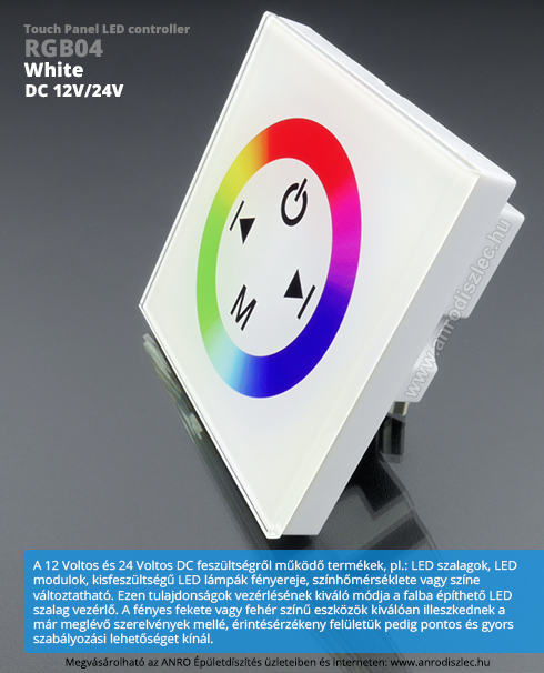 Fali RGB LED vezérlő (RGB04) - 144W - fehér