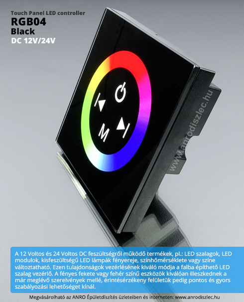 Fali RGB LED vezérlő (RGB04) - 144W - fekete