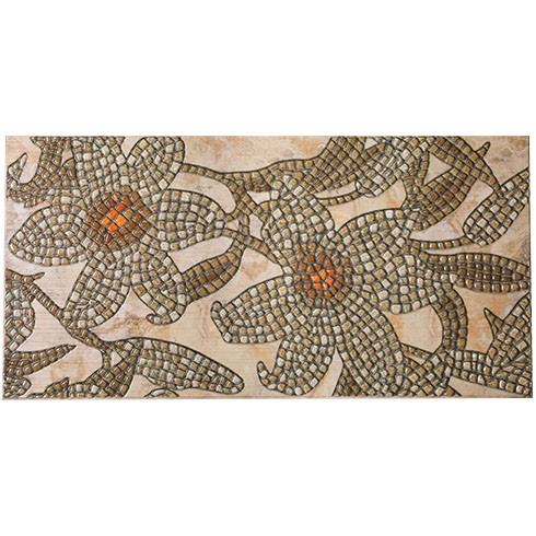Flexpanel PVC falburkoló lap - Stone Flower Brown (barna háttéres virágos mozaik)