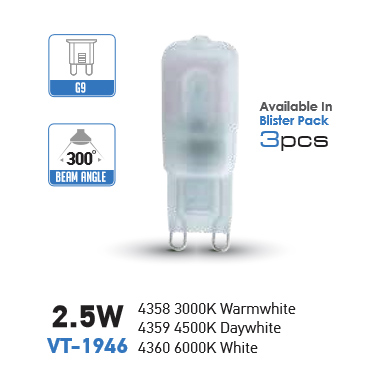 LED lámpa G9 (2.5W/300°) 3 db-os - meleg fehér