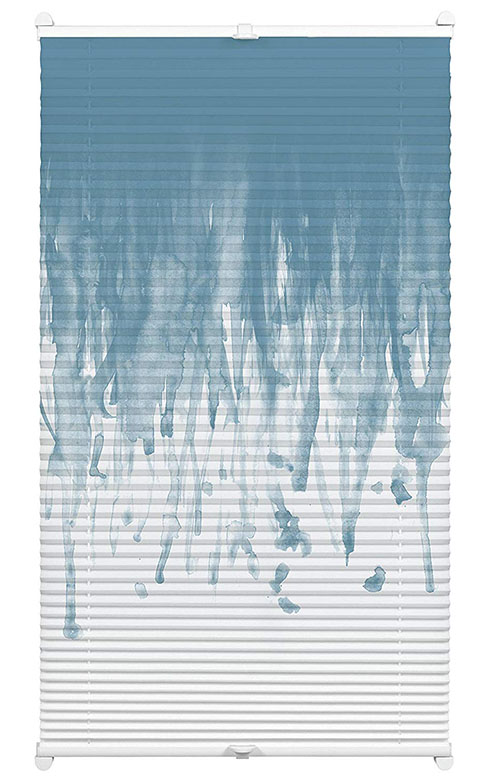 Árnyékoló pliszé (harmónikaroló) - Eső mintás - Kék, ablaka: 60x130 cm Utolsó darab!