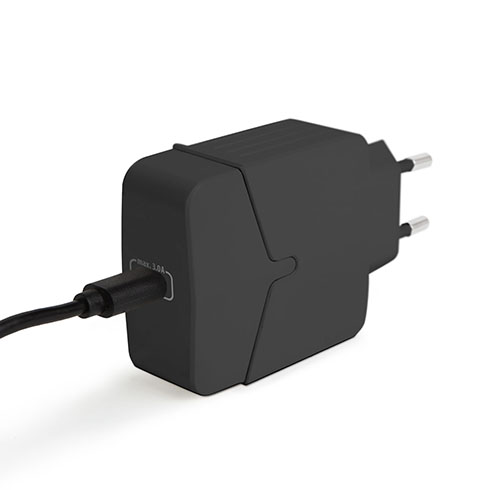 Hálózati adapter USB-C, gyorstöltéssel  (5-12V/3-1.5A) - Fekete