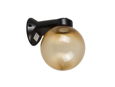 Gömb alakú kerti lámpa E27 - falikar, borostyán bura (200 mm)