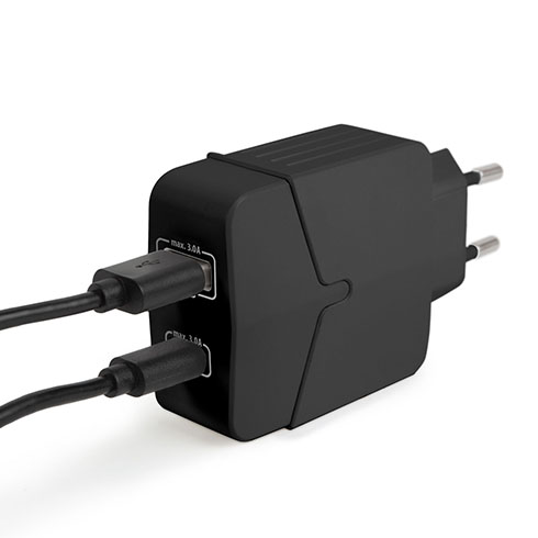 Hálózati adapter USB - USB-C, gyorstöltéssel  (5-12V/3-1.5A) QuickCharge 3.0 - Fekete
