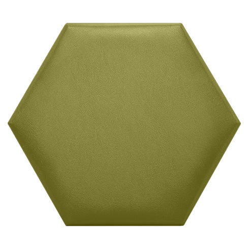 Hatszög alakú (méhsejt) bőrpanel, bőr falpanel - Arden-403 Kekizöld (30,2x34,7 cm)