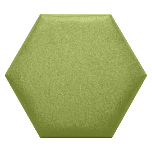 Hatszög alakú (méhsejt) bőrpanel, bőr falpanel - Inka 803 Pisztáciazöld (30,2x34,7 cm)