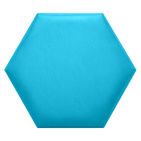 Hatszög alakú (méhsejt) bőrpanel, bőr falpanel - Inka 820 türkiz kék (30,2x34,7 cm)