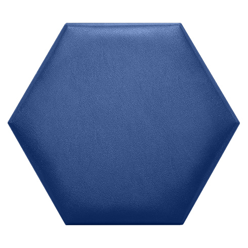 Hatszög alakú (méhsejt) bőrpanel, bőr falpanel - Inter-18011 Indigókék (30,2x34,7 cm)