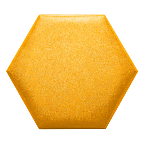 Hatszög alakú (méhsejt) bőrpanel, bőr falpanel - Inka 822 Érett citrom (30,2x34,7 cm)