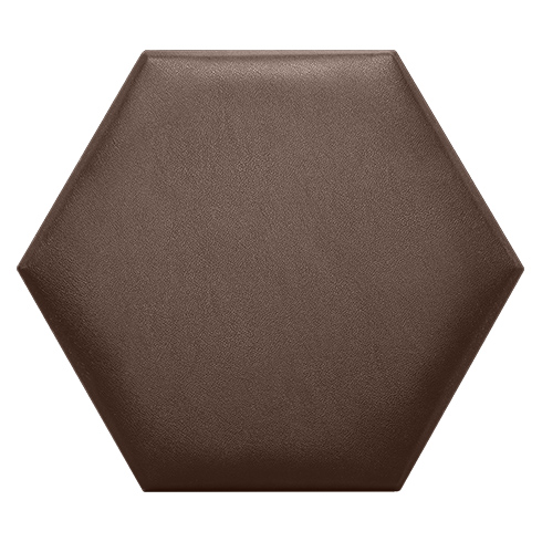 Hatszög alakú (méhsejt) bőrpanel, bőr falpanel - Kaiman-210 Umbrabarna (30,2x34,7 cm)