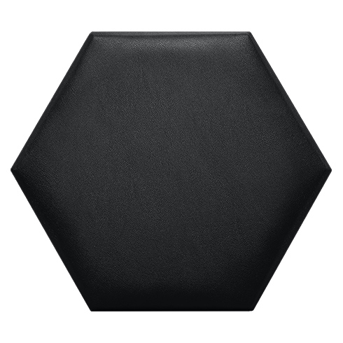 Hatszög alakú (méhsejt) bőrpanel, bőr falpanel - Melody-901 Fekete (30,2x34,7 cm)