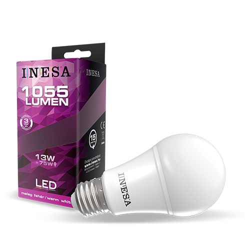 LED lámpa E27 (13W/180°) Körte - hideg fehér
