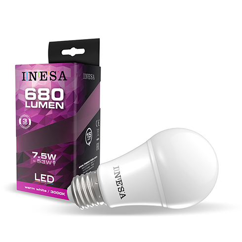 LED lámpa E27 (9.5W/180°) Körte - meleg fehér Utolsó!