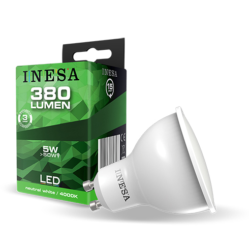 LED lámpa GU10 (5W/105°) meleg fehér