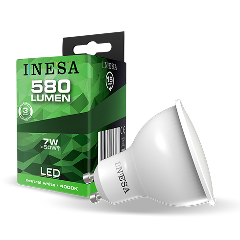 LED lámpa GU10 (7W/38°) természetes fehér