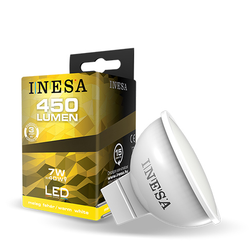 LED lámpa MR16-GU5.3 (7W/38°) Szpotlámpa - meleg fehér