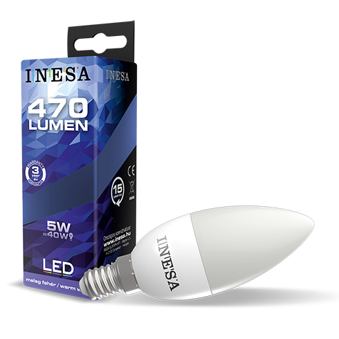 E14 LED lámpa (5W/160°) Gyertya - természetes fehér