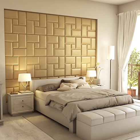 Műbőr 3D falpanel (Acotango  - Korona arany) 60x60 cm