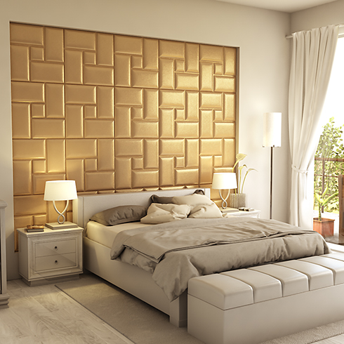 Műbőr 3D falpanel (Acotango  - Rose arany) 60x60 cm
