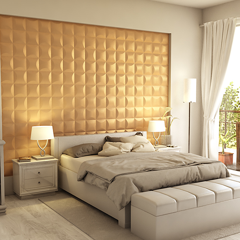 Műbőr 3D falpanel (Blancas - Bronz) 40x40 cm