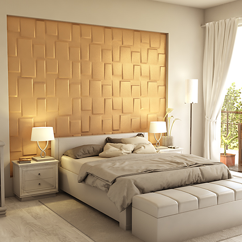 Műbőr 3D falpanel (Bonete - Bronz) 60x60 cm