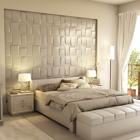 Műbőr 3D falpanel (Bonete - Casablanca fehér) 60x60 cm