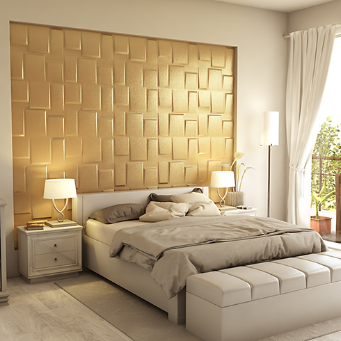 Műbőr 3D falpanel (Bonete - Vintage arany) 60x60 cm