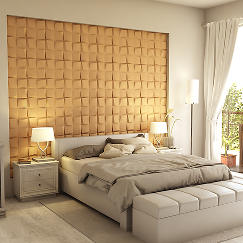 Műbőr 3D falpanel (Camicero - Bronz) 60x60 cm