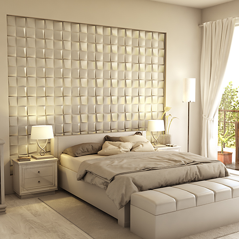 Műbőr 3D falpanel (Camicero - Casablanca fehér) 60x60 cm