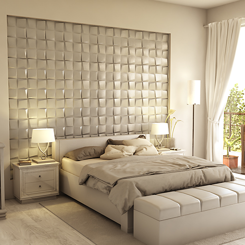 Műbőr 3D falpanel (Camicero - Púder) 60x60 cm