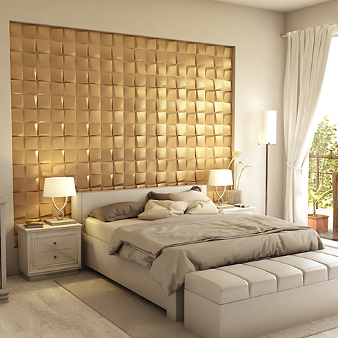 Műbőr 3D falpanel (Camicero - Rose arany) 60x60 cm