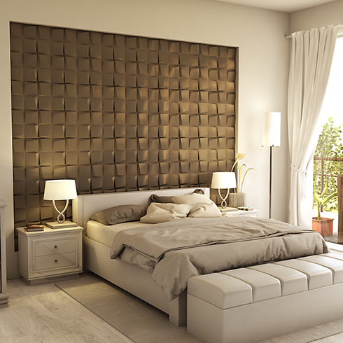 Műbőr 3D falpanel (Camicero - Sziena barna) 60x60 cm