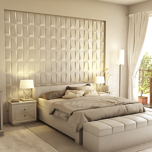 Műbőr 3D falpanel (Galeras - Casablanca fehér) 60x60 cm