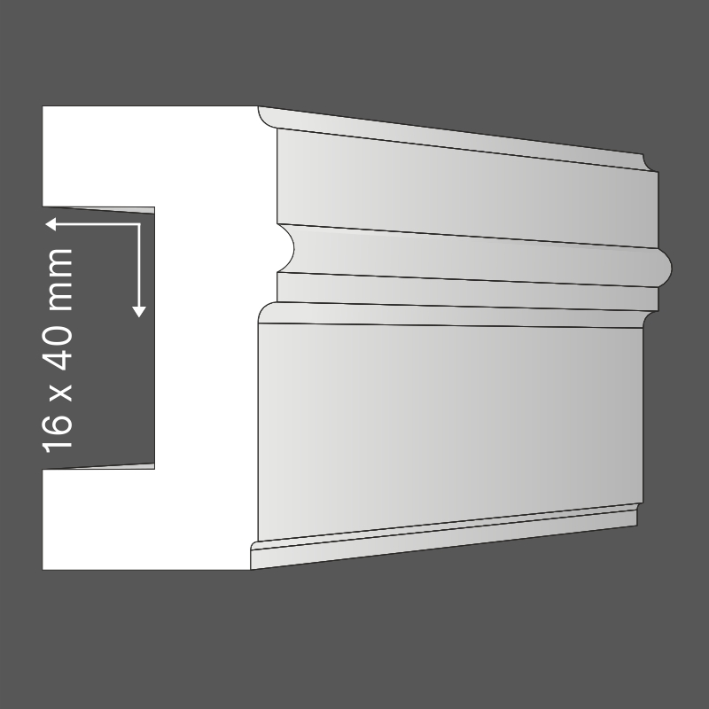 Kábelcsatorna takaró díszléc KCS-01 (16x40 mm)
