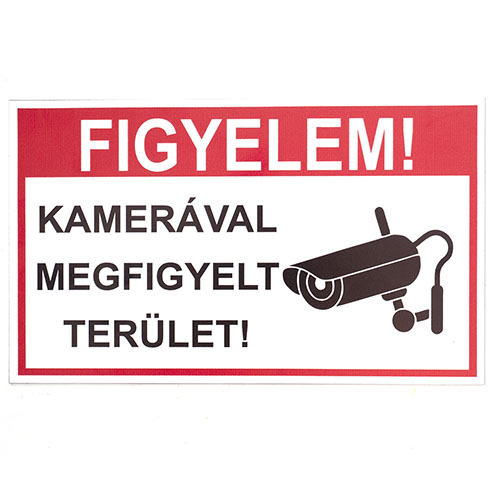 Kamerával megfigyelt terület, PVC tábla (25x15 cm)