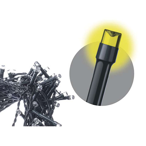LED fényfüzér (1.2W/100 LED) Meleg fehér, időzítős, sorolható, IP44