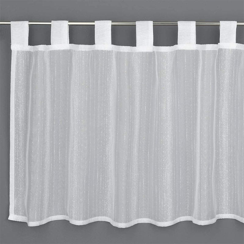 Készfüggöny - Vitrázsfüggöny, fehér, cérna mintával (140x48 cm)