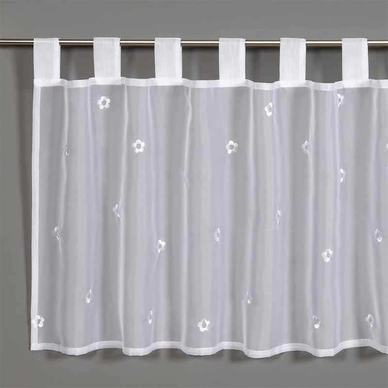 Készfüggöny - Vitrázsfüggöny, fehér, apró virág mintás (140x48 cm)