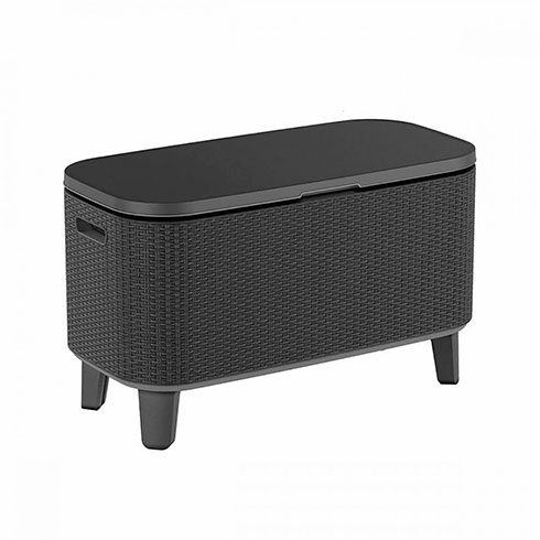 Bevy Cool Bar asztalnak is használható műrattan hűtőláda - grafit