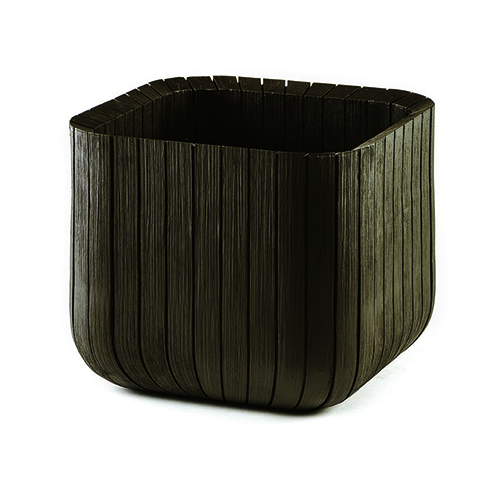 Cube planter l műanyag virágláda - whiskey barna