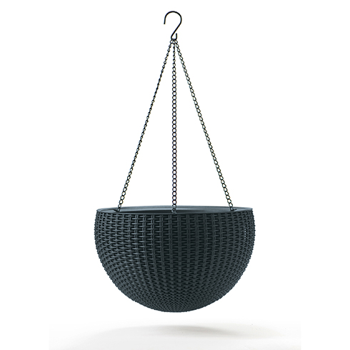 Hanging Sphere Planter - műrattan virágkaspó - antracit