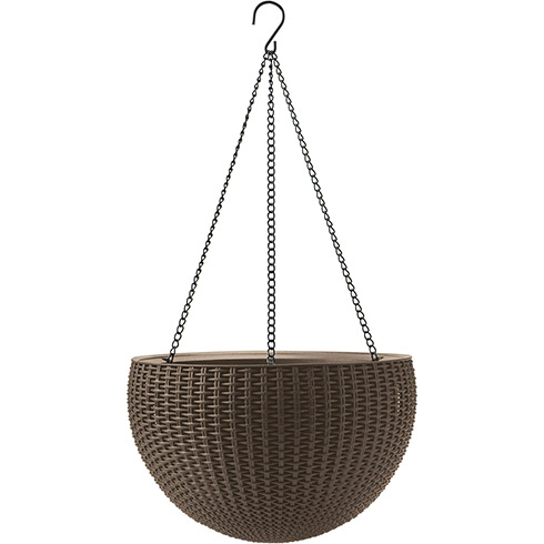 Hanging sphere planter műrattan virágcserép - mokka