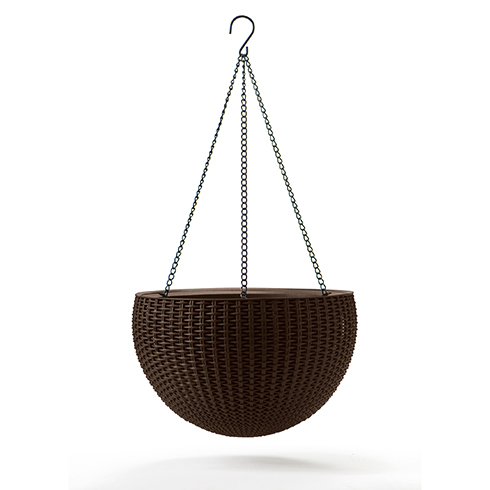 Hanging Planter - függeszthető műrattan virágkaspó - Whiskey barna (15 L)